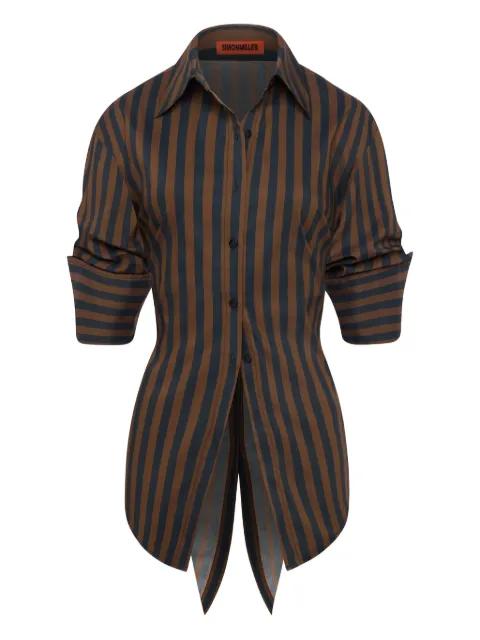 striped button loch poplin shirt by SIMON MILLER