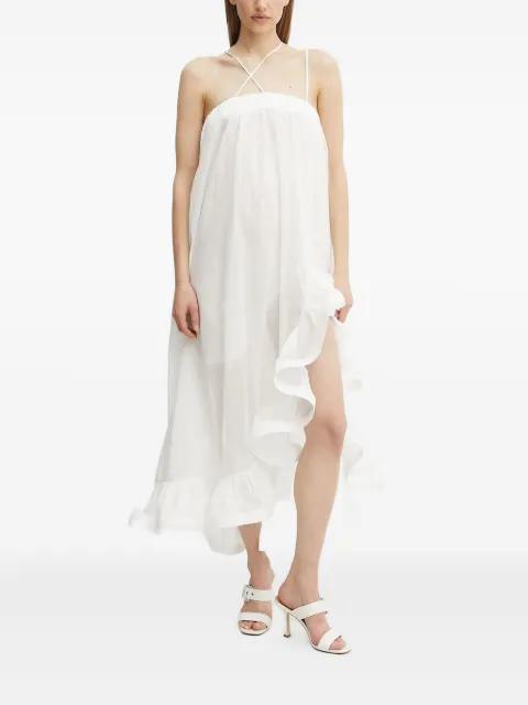 cross-strap ruffled midi dress by SIMONA CORSELLINI