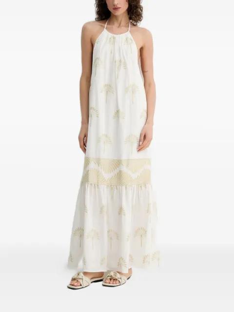 halter-neck palm-print maxi dress by SIMONA CORSELLINI