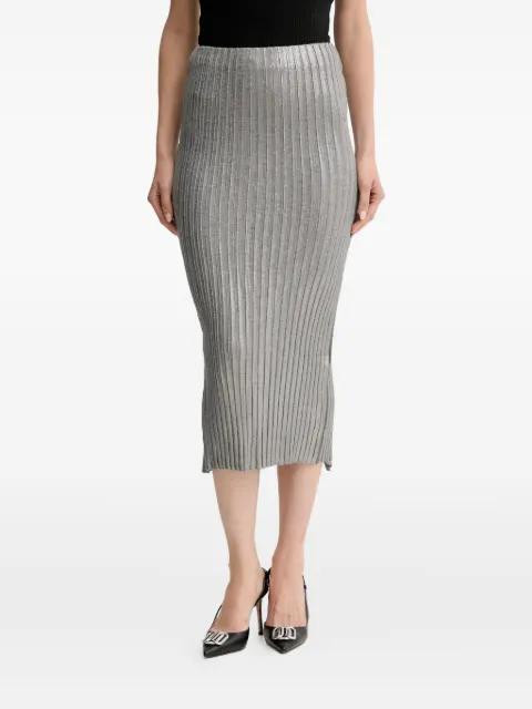 ribbed split-detail midi skirt by SIMONA CORSELLINI