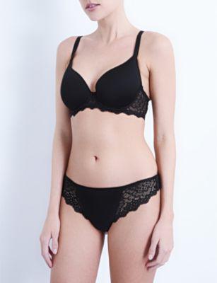 Caresse 3D Spacer and stretch-lace underwired plunge bra by SIMONE PERELE