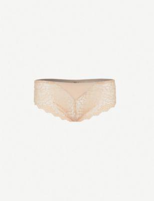 Caresse jersey and stretch-lace shorty briefs by SIMONE PERELE