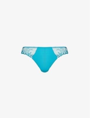Délice floral-embroidered mid-rise thong by SIMONE PERELE