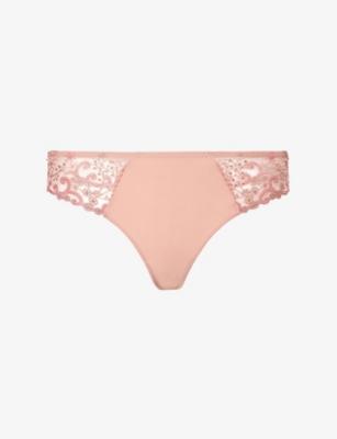 Delice Embroidered Stretch-Woven Thong by SIMONE PERELE