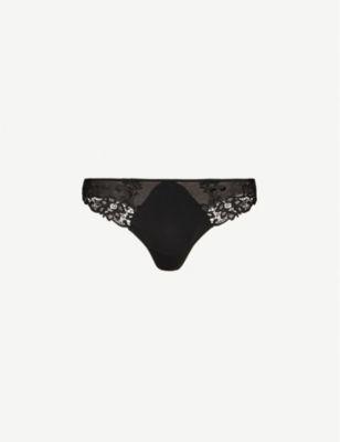 Saga mesh and stretch-lace thong by SIMONE PERELE