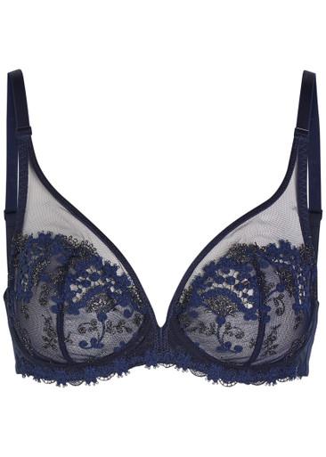Wish floral-embroidered tulle plunge bra by SIMONE PERELE