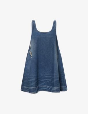 Aline Distressed Denim Mini Dress by SIMONE ROCHA