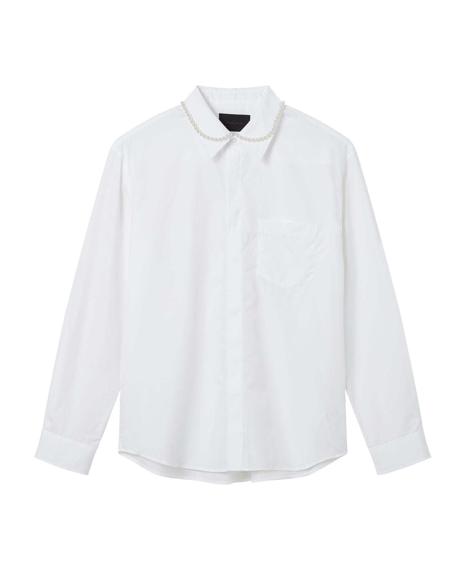 Beaded classic concealed button shirt by SIMONE ROCHA