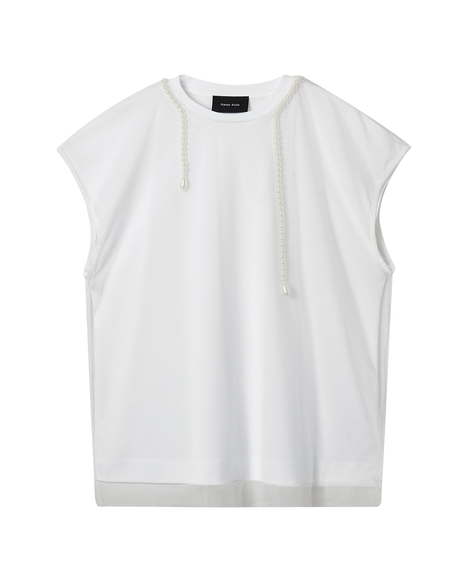 Beaded layered liquid smock tee by SIMONE ROCHA