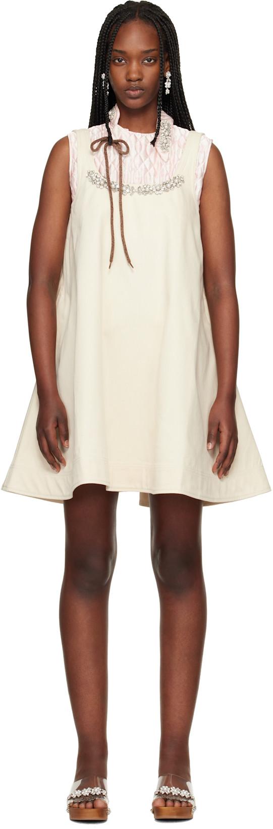 Beige A-Line Minidress by SIMONE ROCHA