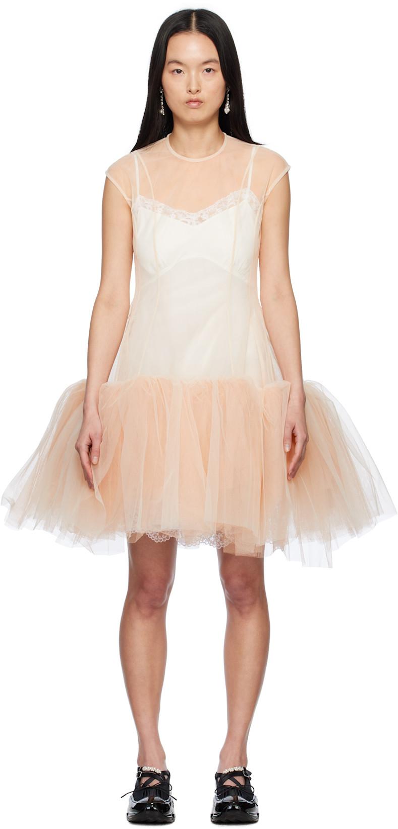 Beige Sleeveless Ballet Tutu Minidress by SIMONE ROCHA