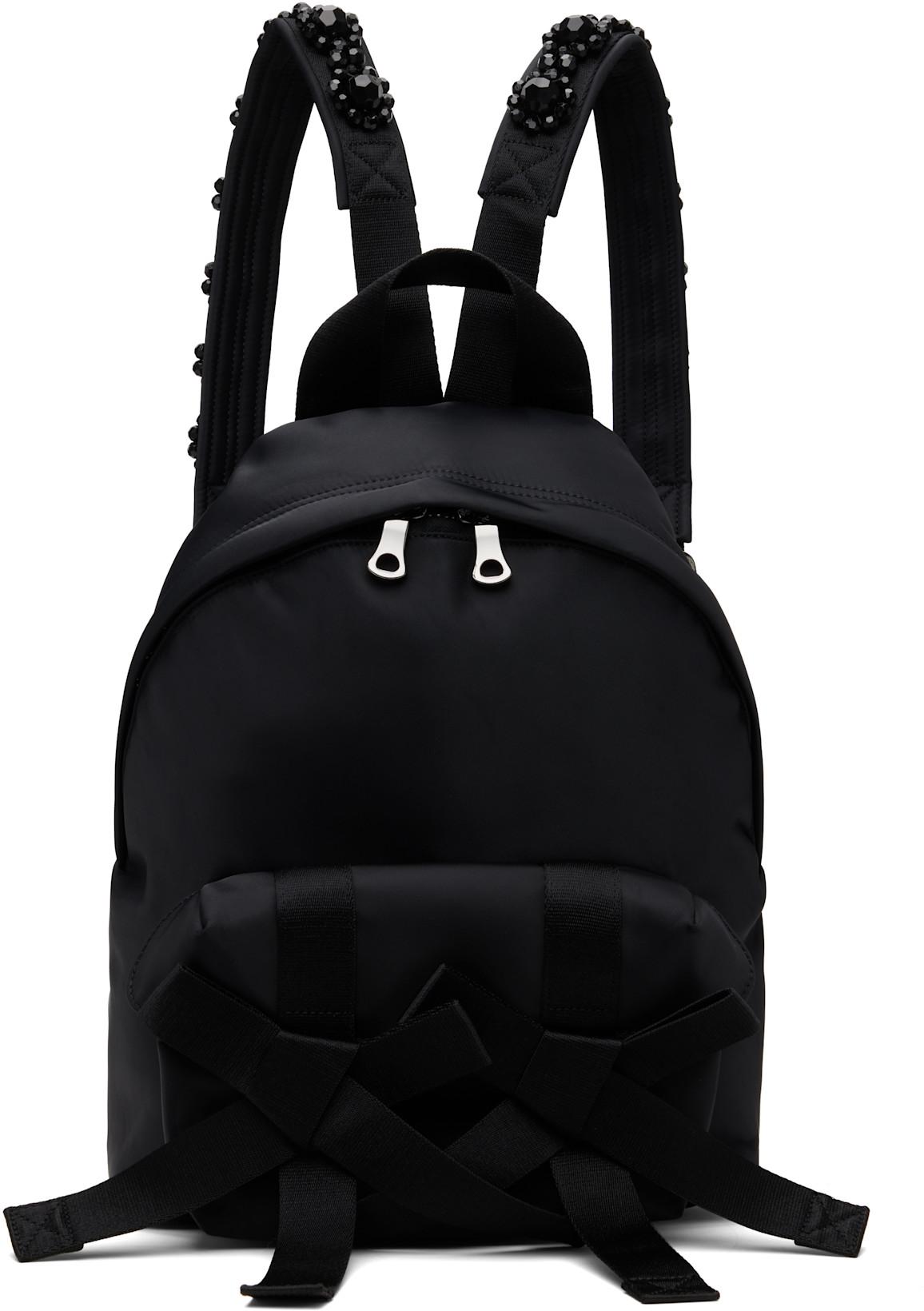 Black Beaded Utility Bow Backpack by SIMONE ROCHA