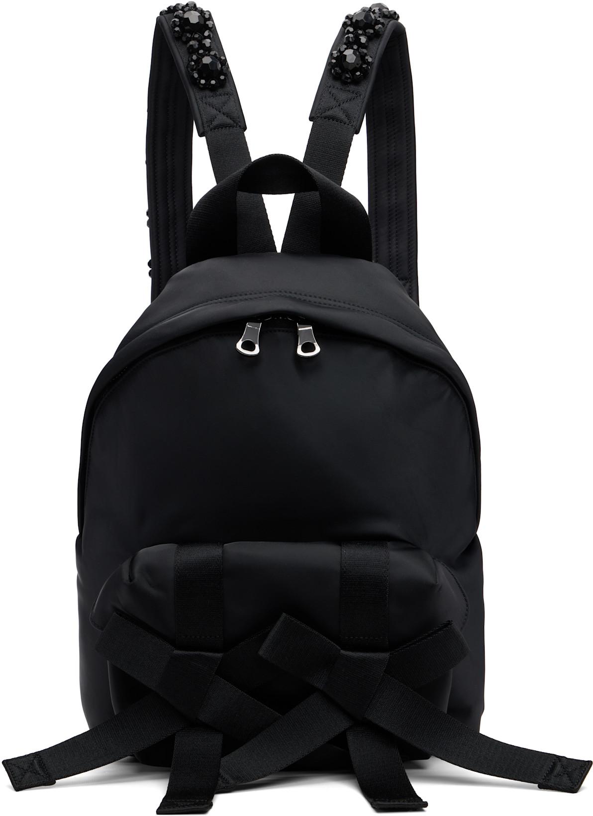 Black Beaded Utility Bow Backpack by SIMONE ROCHA