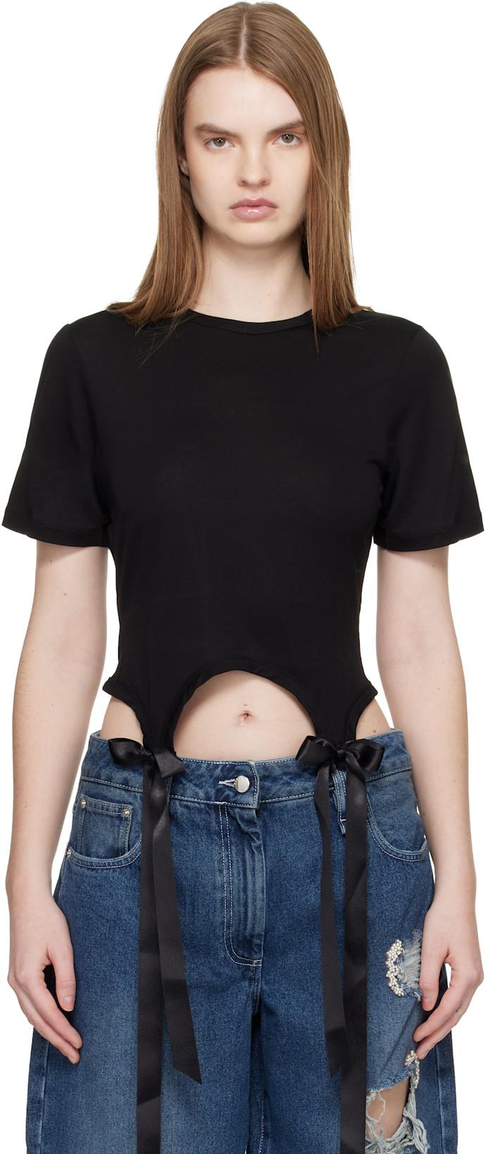 Black Bow Tail Easy T-shirt by SIMONE ROCHA