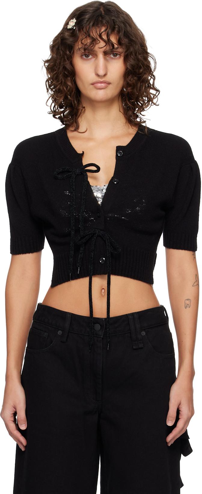 Black Cropped Cashmere Cardigan by SIMONE ROCHA