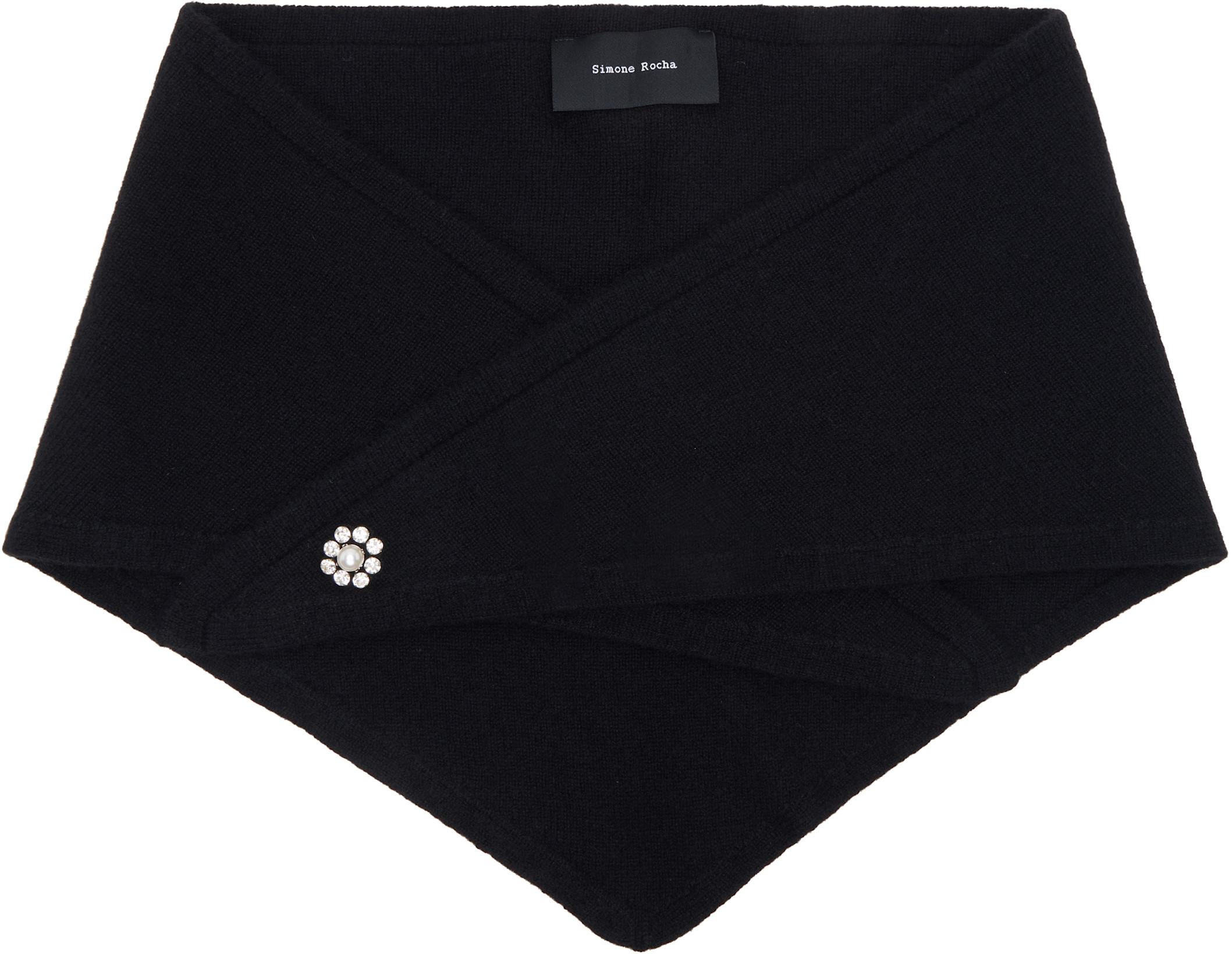 Black Embellished Cashmere Neckerchief Scarf by SIMONE ROCHA