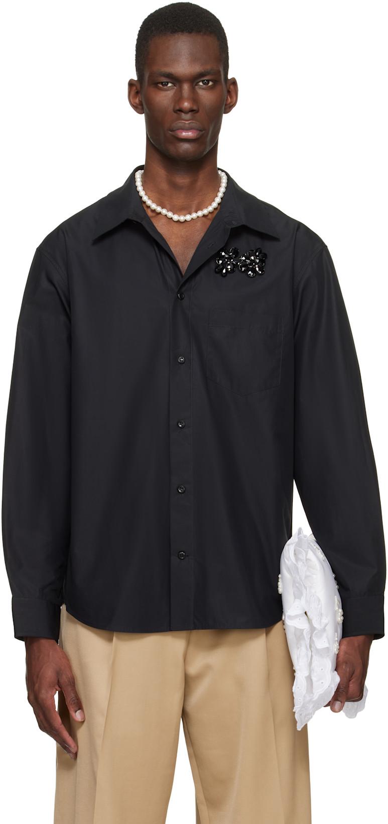 Black Embellished Classic Shirt by SIMONE ROCHA