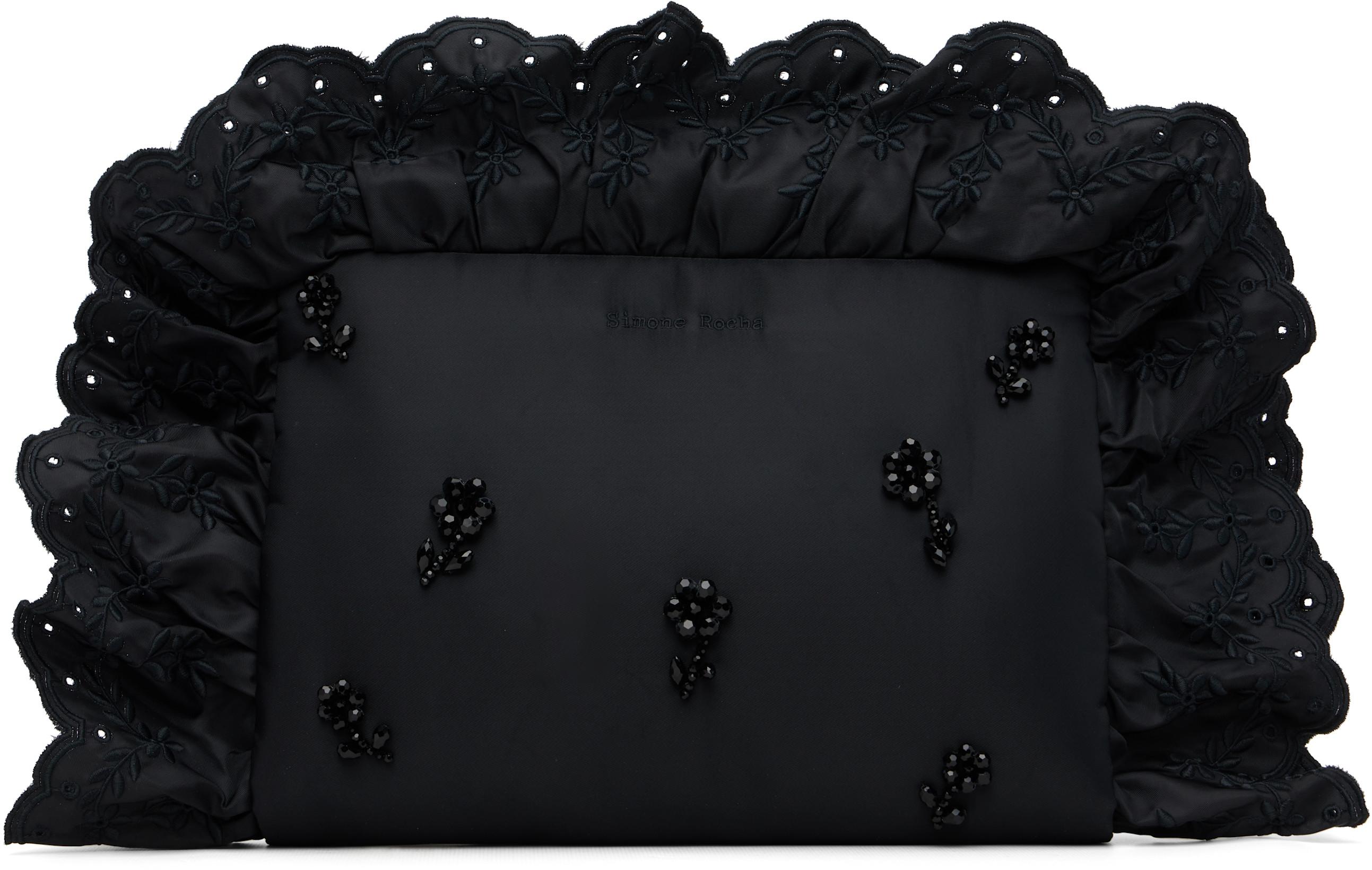 Black Embellished Pillowcase Clutch by SIMONE ROCHA
