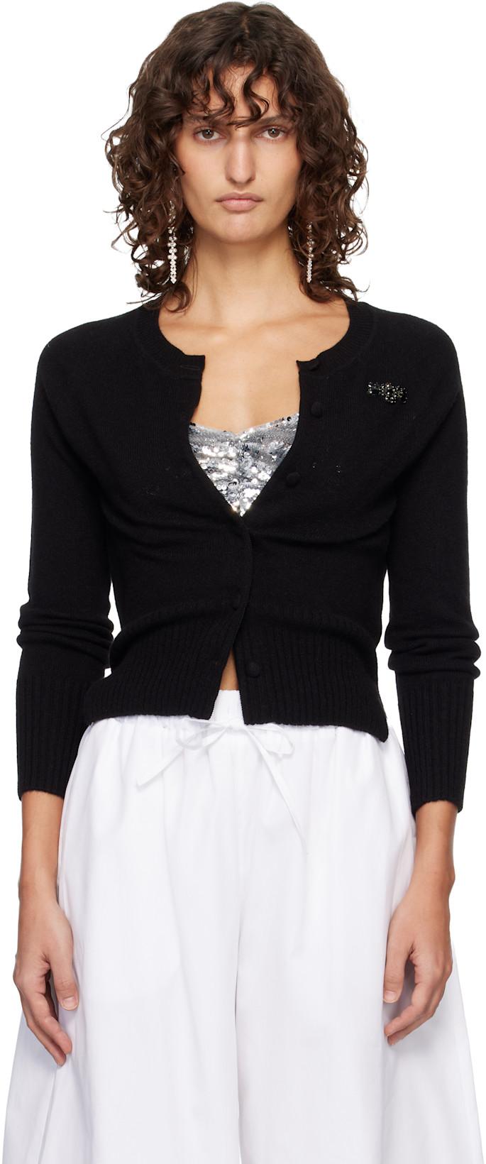 Black Embellished Relaxed Cashmere Cardigan by SIMONE ROCHA