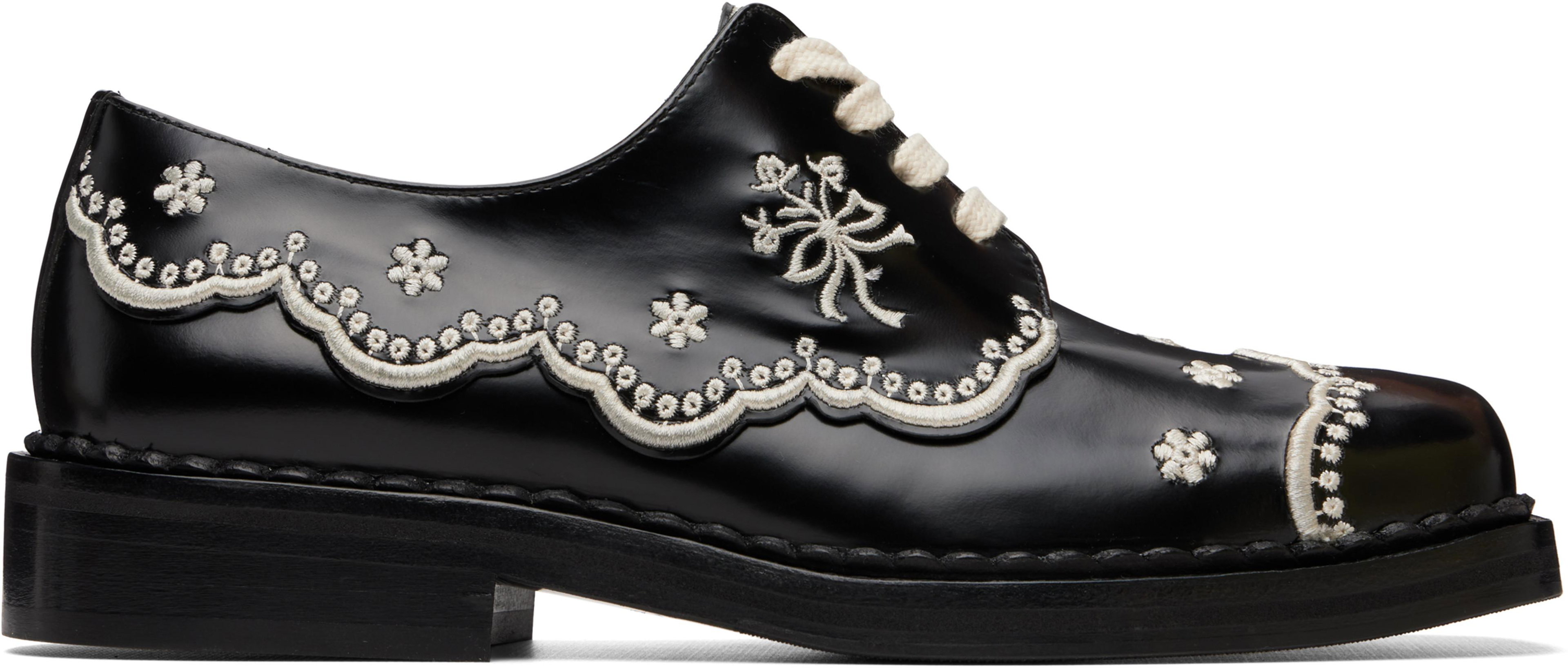 Black Floral Lace Brogue Derbys by SIMONE ROCHA
