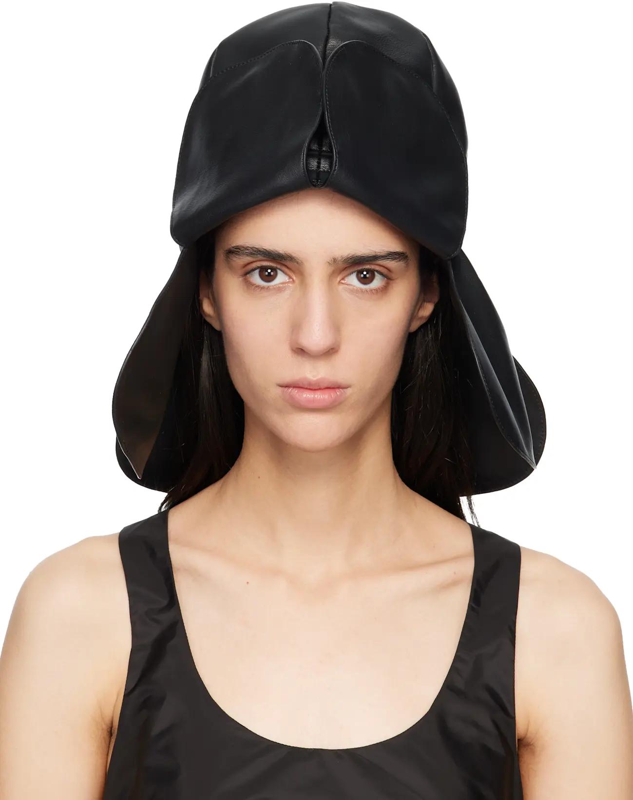 Black Flower Petal Bucket Hat by SIMONE ROCHA