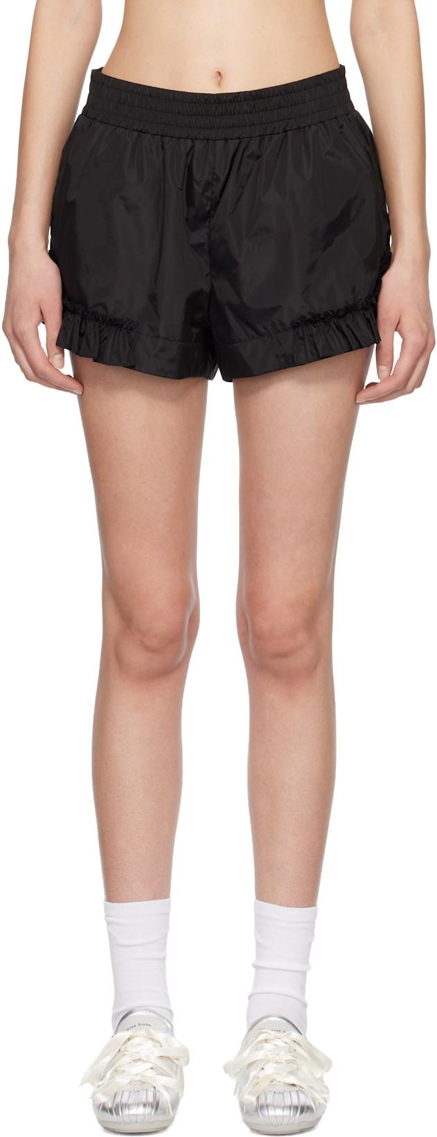 Black Frill Track Shorts by SIMONE ROCHA