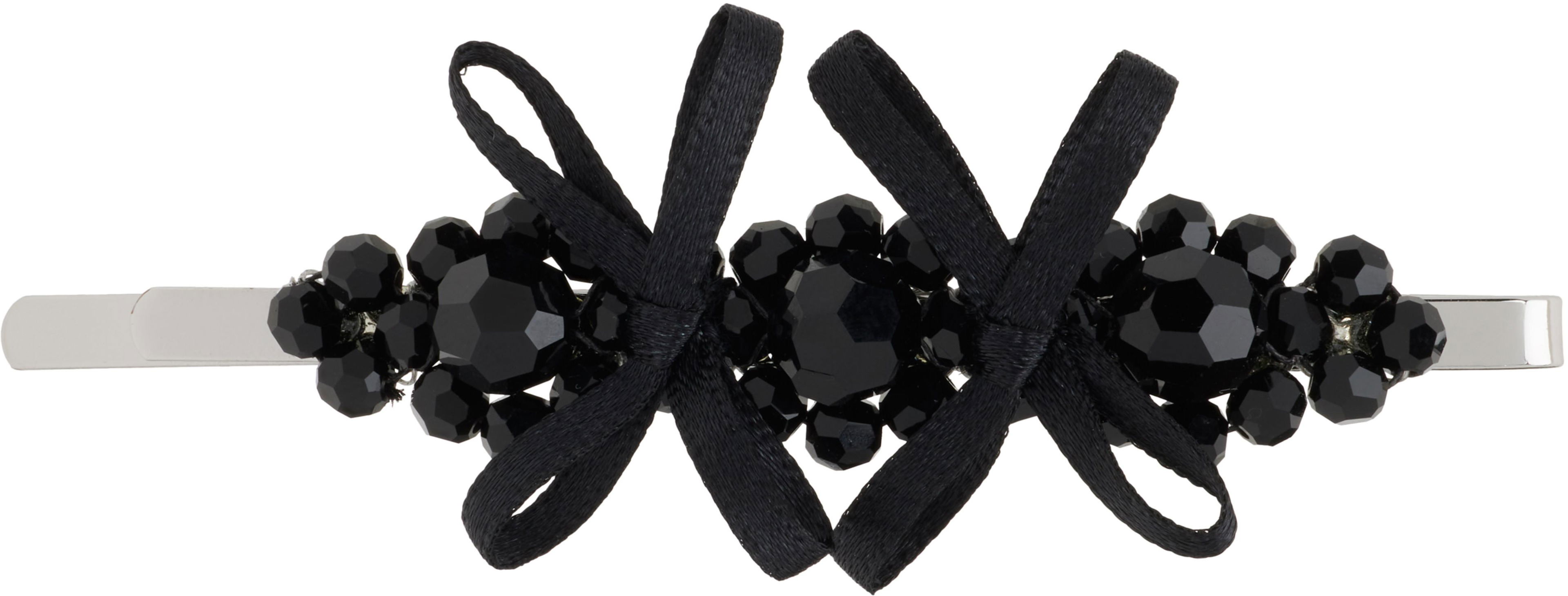 Black Petite Bow Detail Flower Hair Clip by SIMONE ROCHA Black Petite Bow Detail Flower Hair Clip by SIMONE ROCHA