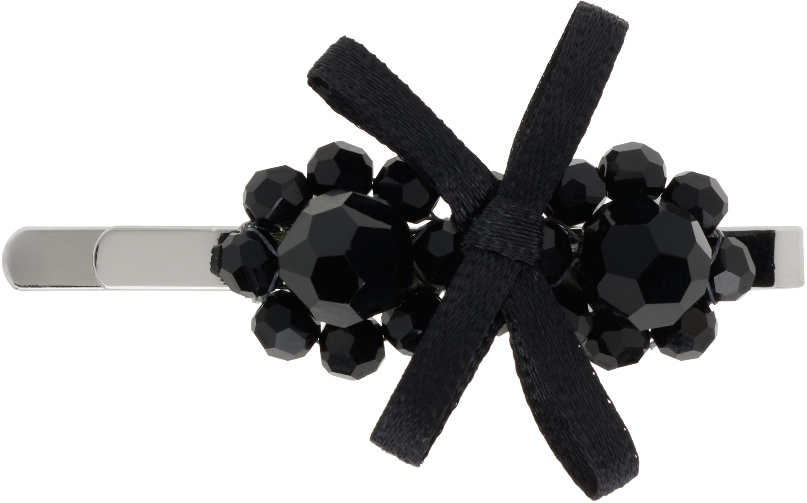 Black Petite Bow Mini Flower Hair Clip by SIMONE ROCHA