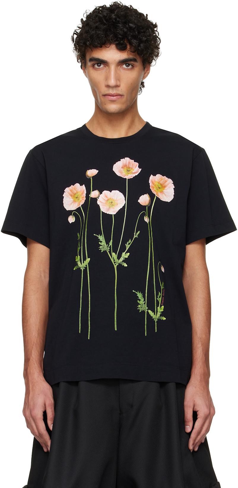 Black Poppy Field T-shirt by SIMONE ROCHA