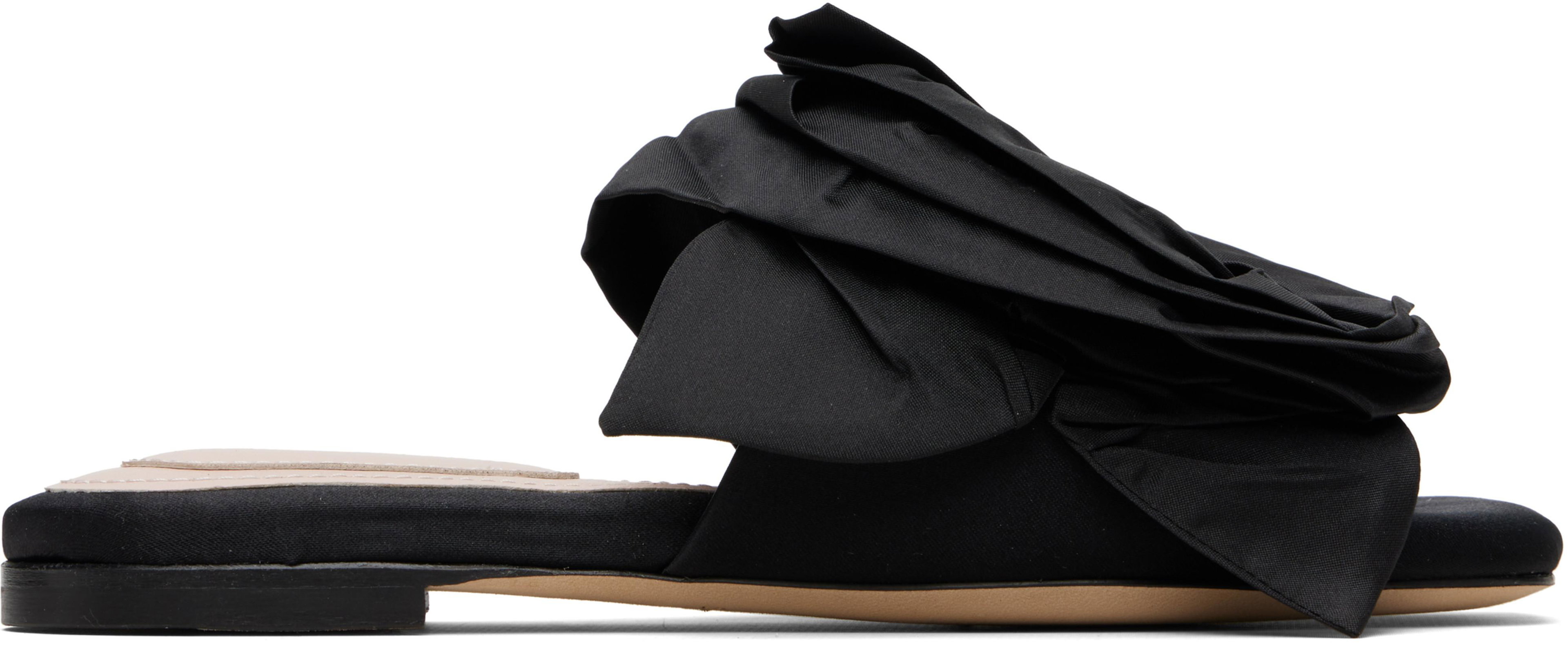 Black Pressed Rosette Slides by SIMONE ROCHA