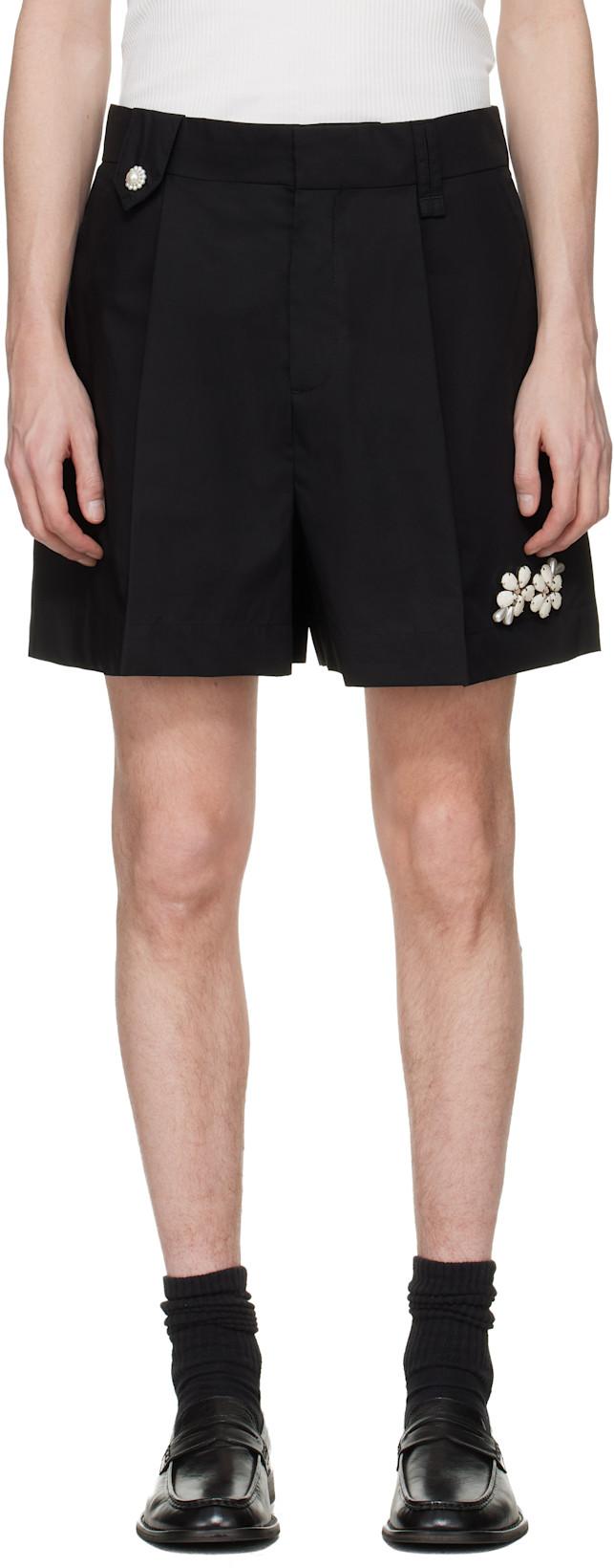Black Tailored Belt Loop Shorts by SIMONE ROCHA