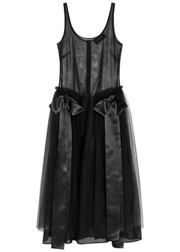 Bow-appliquéd tulle midi dress by SIMONE ROCHA
