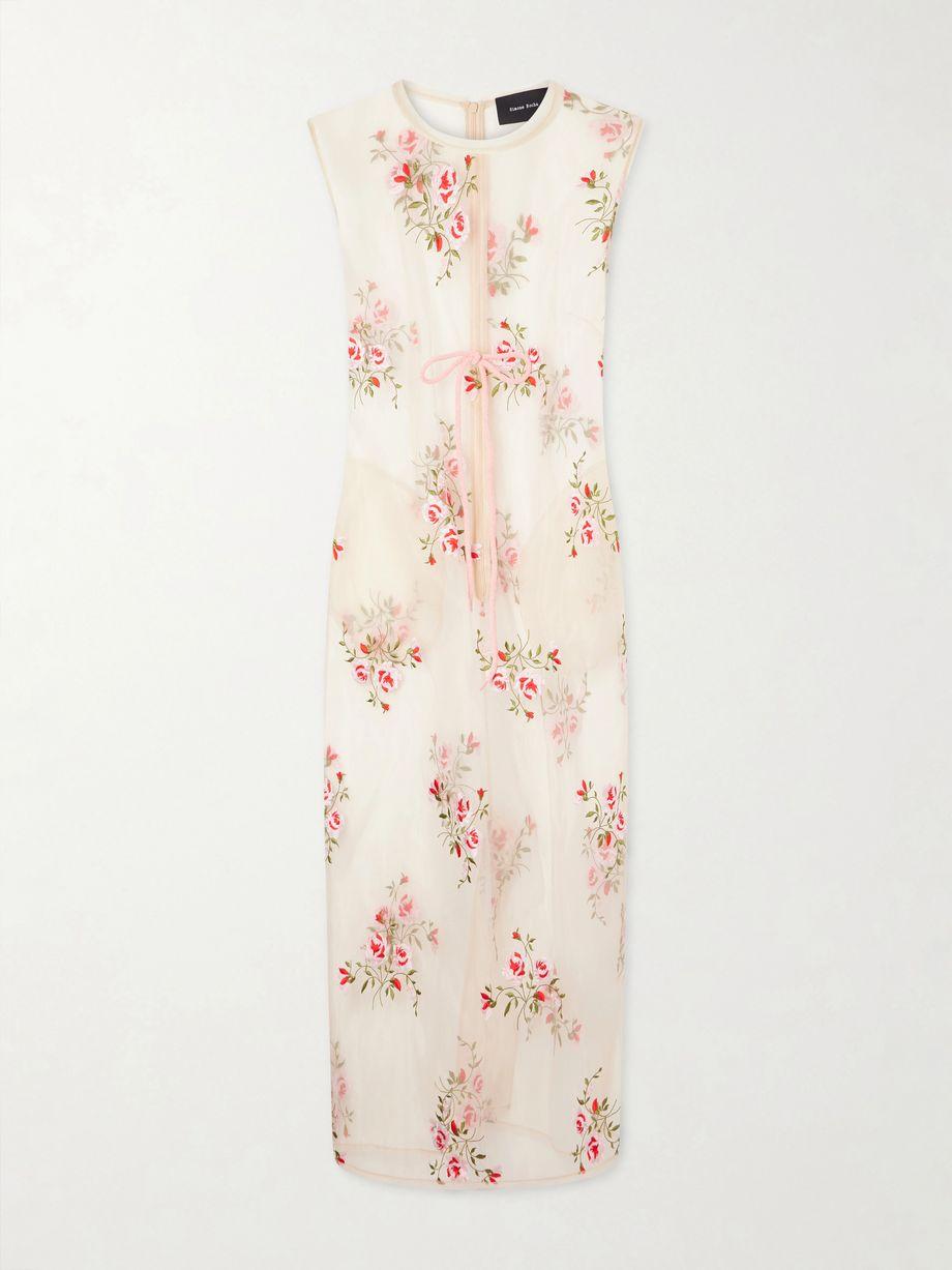 Bow-embellished embroidered organza midi dress by SIMONE ROCHA