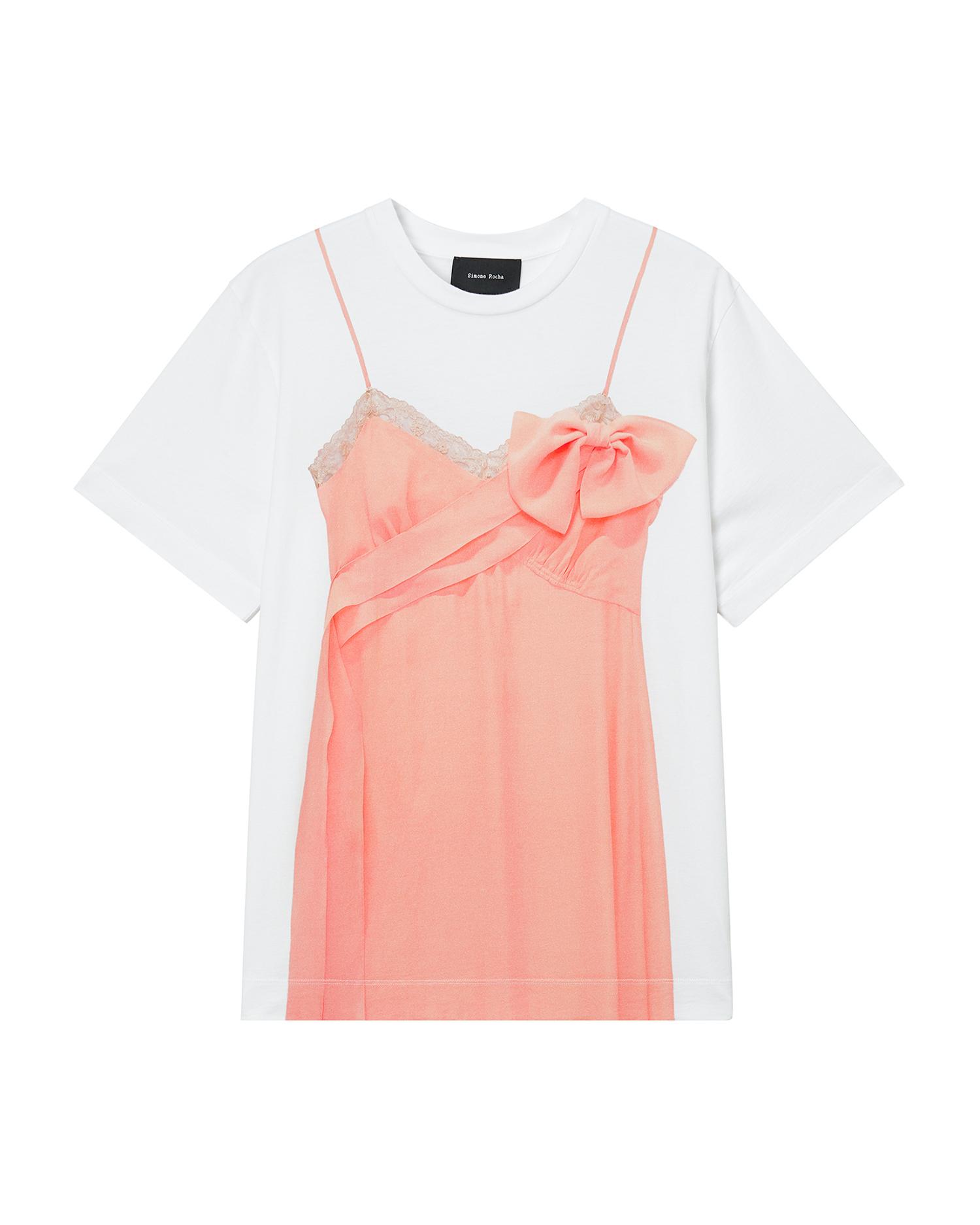 Bow sash slip dress trompe l'oeil print tee by SIMONE ROCHA
