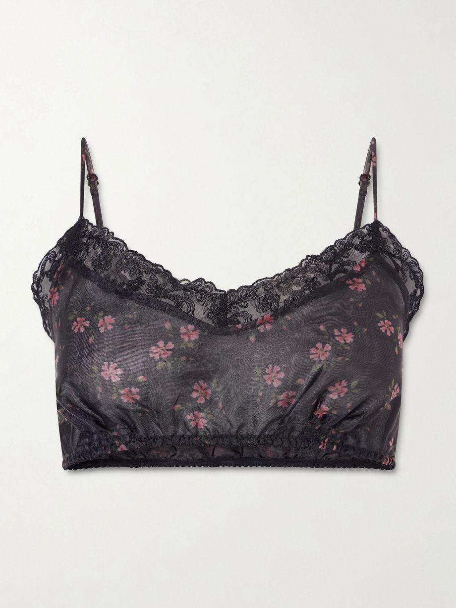 Cropped lace-trimmed floral-print organza top by SIMONE ROCHA
