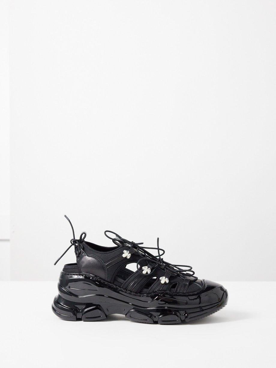 Crystal-embellished leather trainers by SIMONE ROCHA