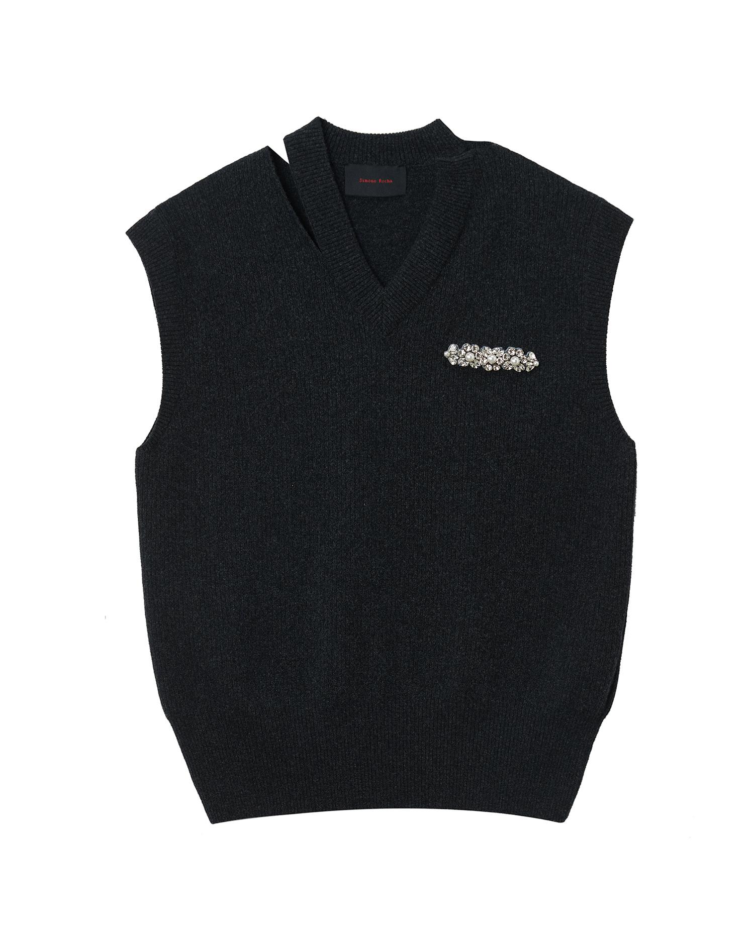 Embellished merino seam bite vest by SIMONE ROCHA