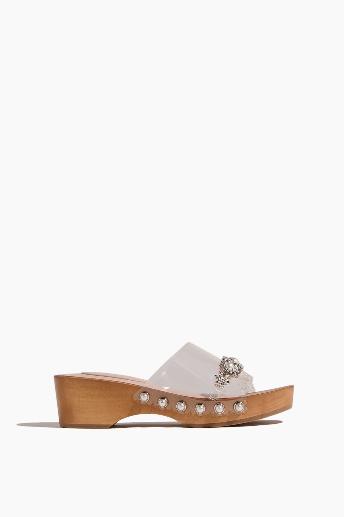 Embroidered Scalloped Wooden Clog in Clear/Pearl by SIMONE ROCHA