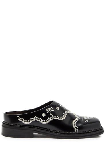 Embroidered leather mules by SIMONE ROCHA