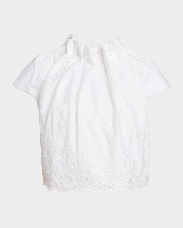 Eyelet Embroidered Sculpted-Neck Cap-Sleeve Top by SIMONE ROCHA