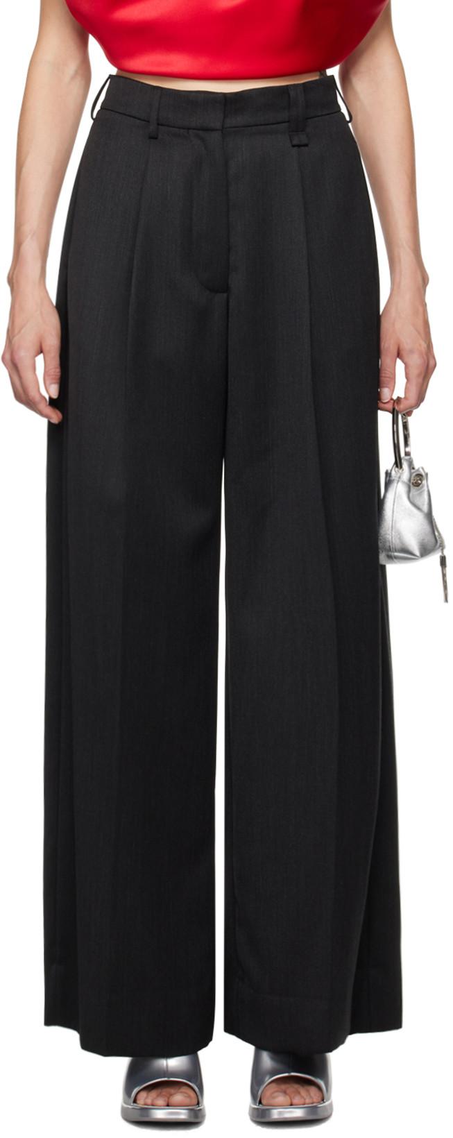 Gray Furry Welt Pocket Trousers by SIMONE ROCHA