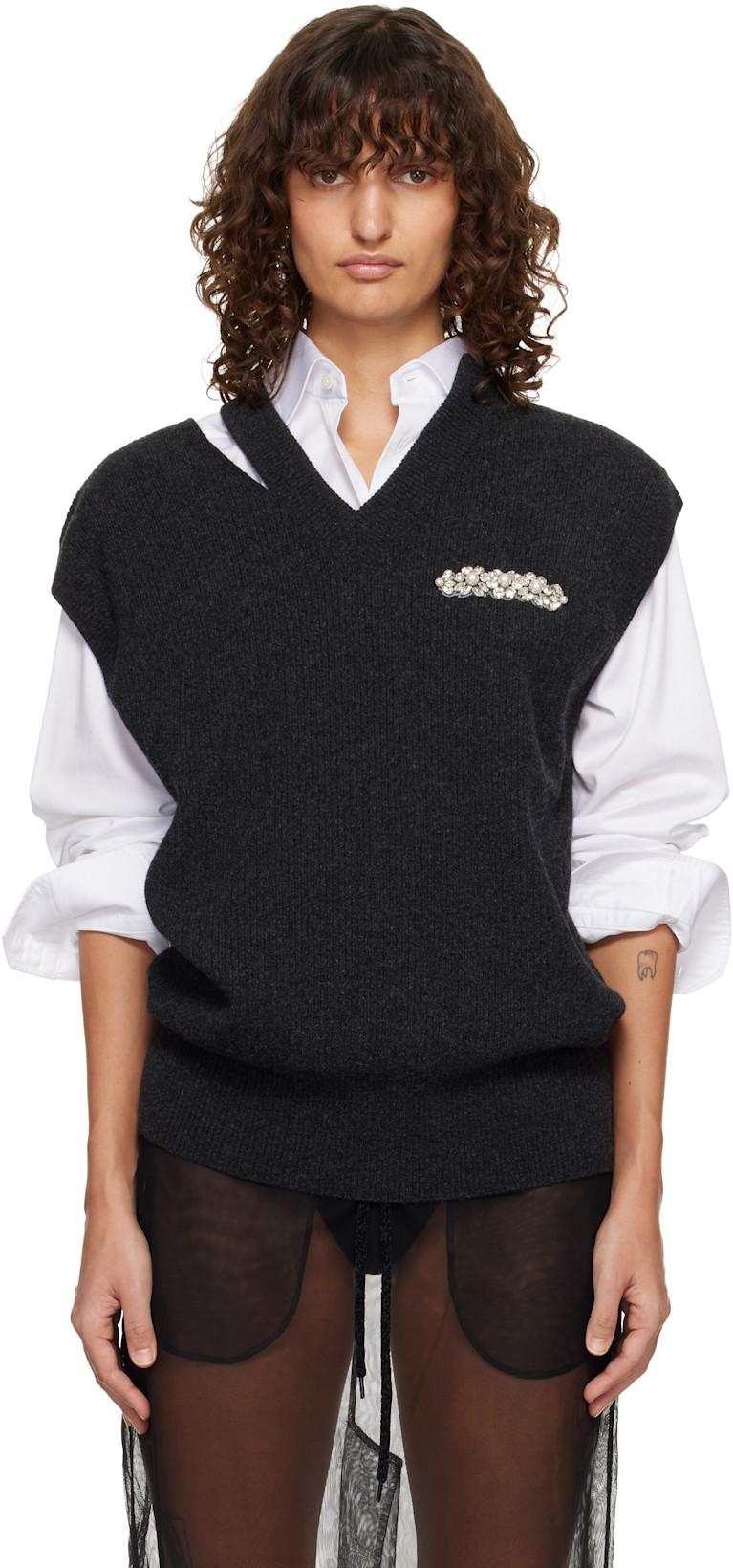 Gray Merino Seam Bite Vest by SIMONE ROCHA
