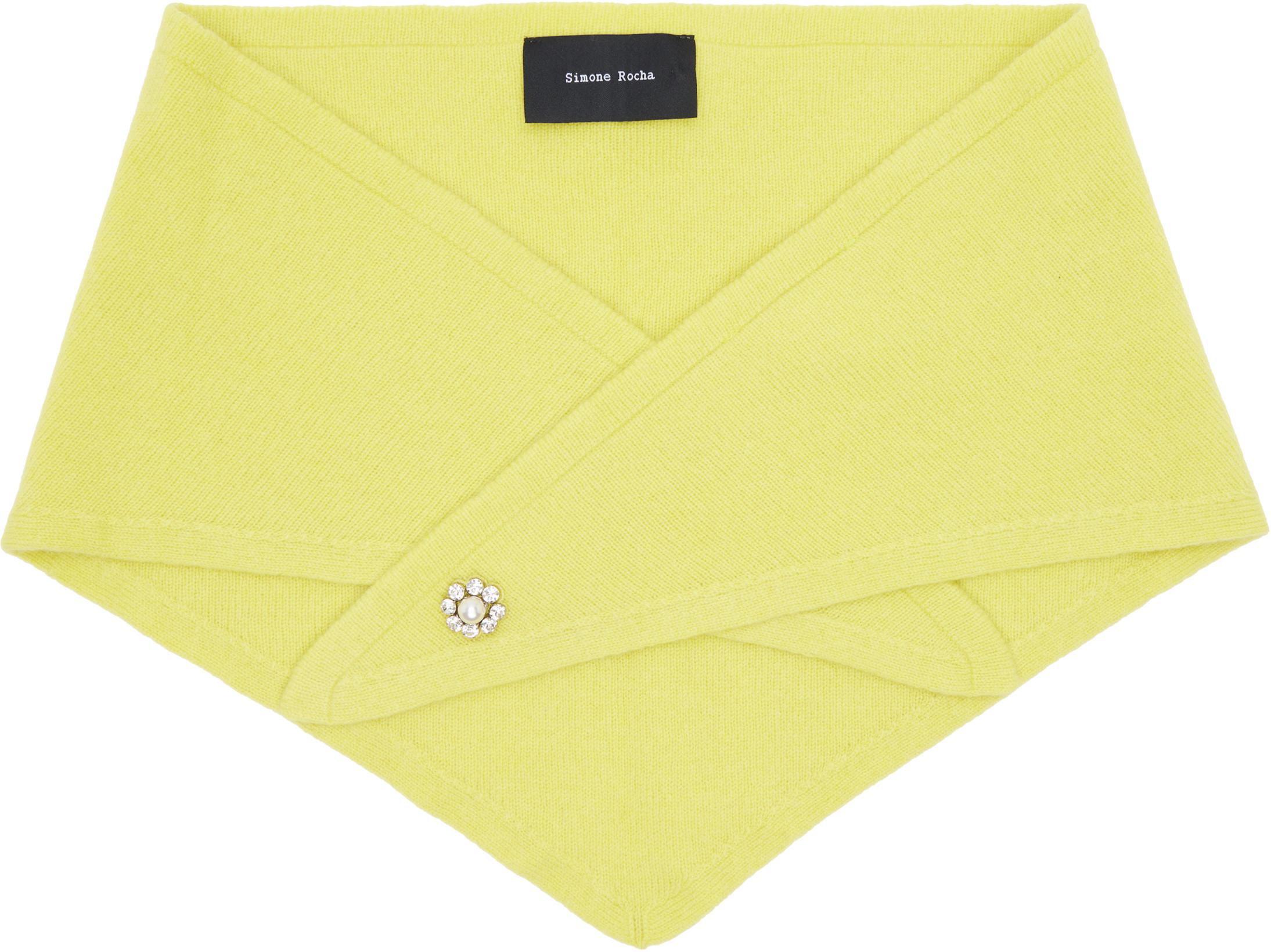 Green Embellished Cashmere Neckerchief Scarf by SIMONE ROCHA