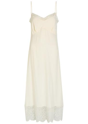 Lace-trimmed crepe de chine midi dress by SIMONE ROCHA