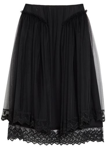 Lace-trimmed satin-crepe midi skirt by SIMONE ROCHA