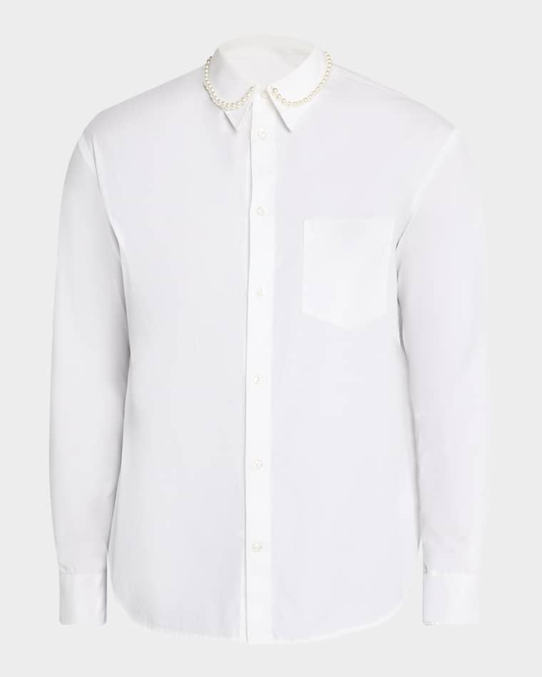 Men's Pearly-Collar Cotton Button-Down Shirt by SIMONE ROCHA