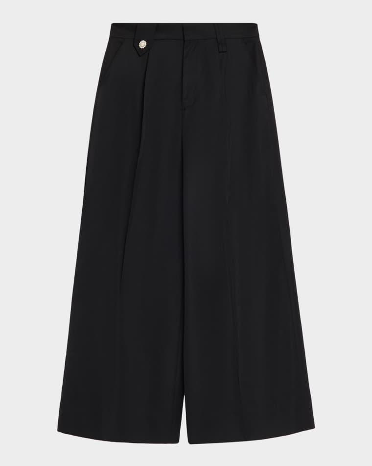 Men's Wide-Leg Pleated Trousers with Pearly Button by SIMONE ROCHA