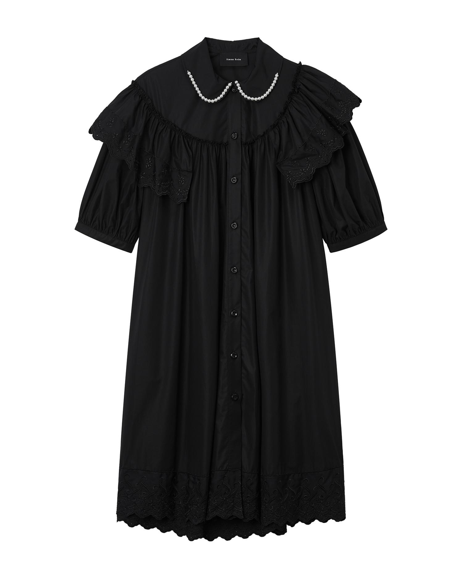 Pearl-collar lace-trim button midi dress by SIMONE ROCHA
