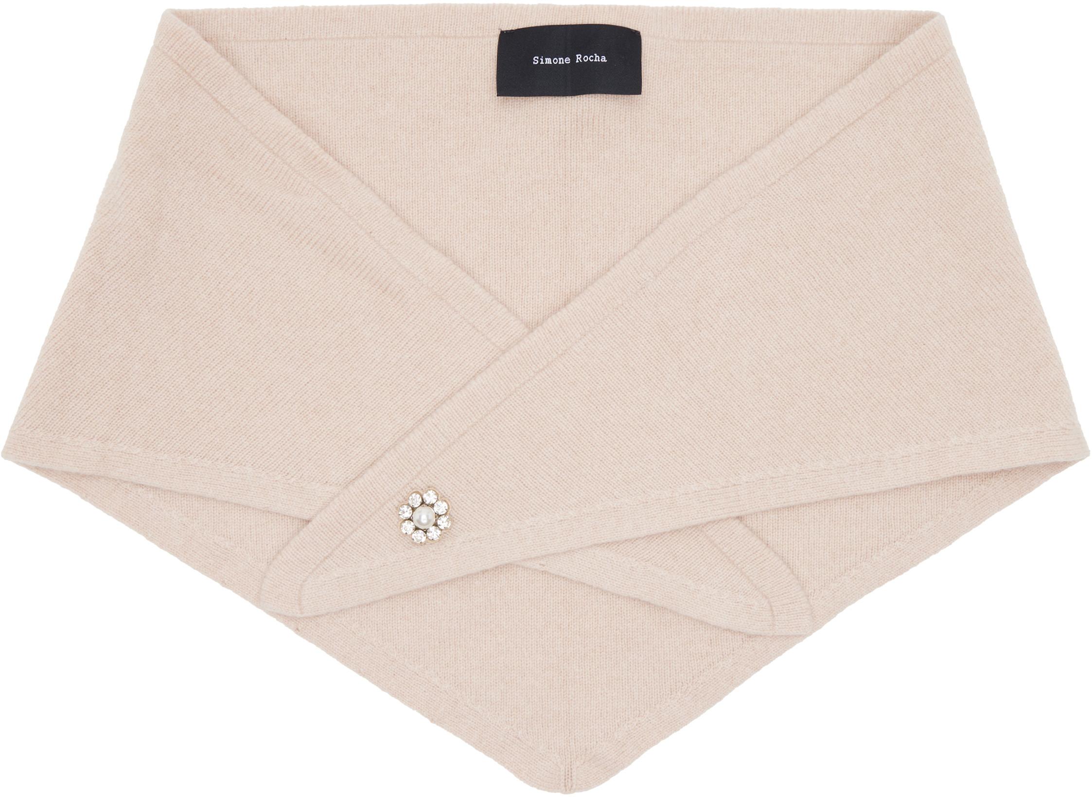 Pink Embellished Cashmere Neckerchief Scarf by SIMONE ROCHA