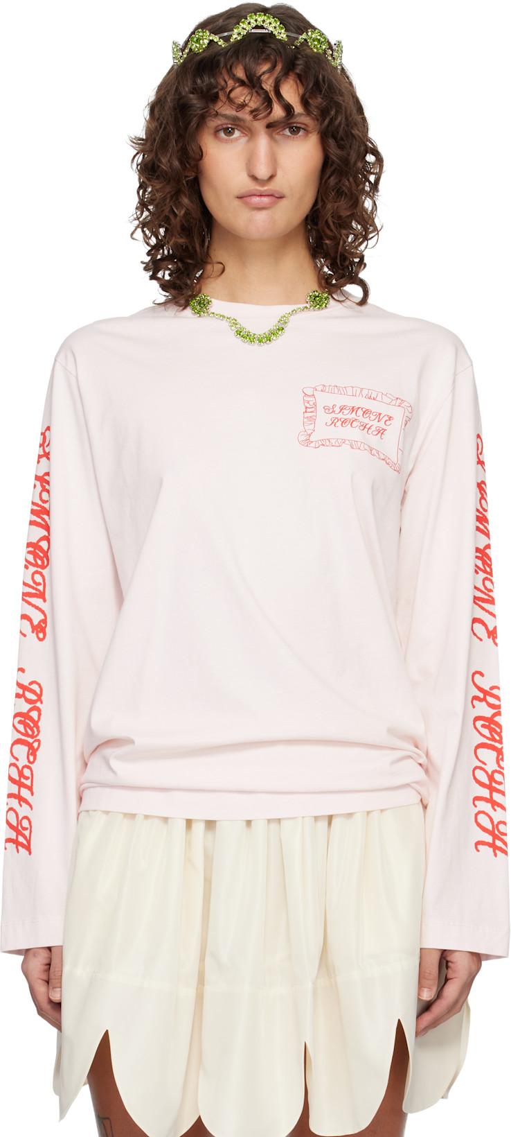 Pink Pillowcase Logo Print Long Sleeve T-shirt by SIMONE ROCHA
